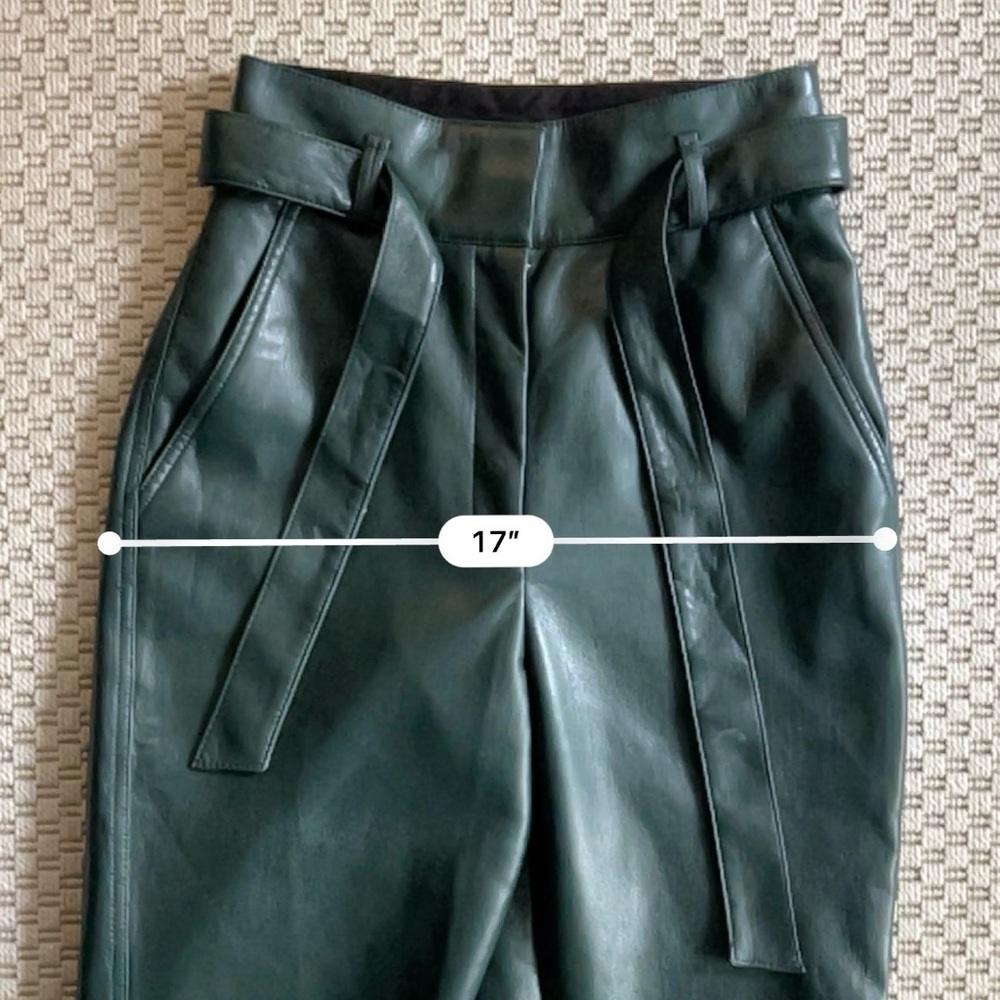 Aritzia Babaton Belted Tie-front Vegan Leather Pants - Dark Green - Size 0 - Picture 10 of 11